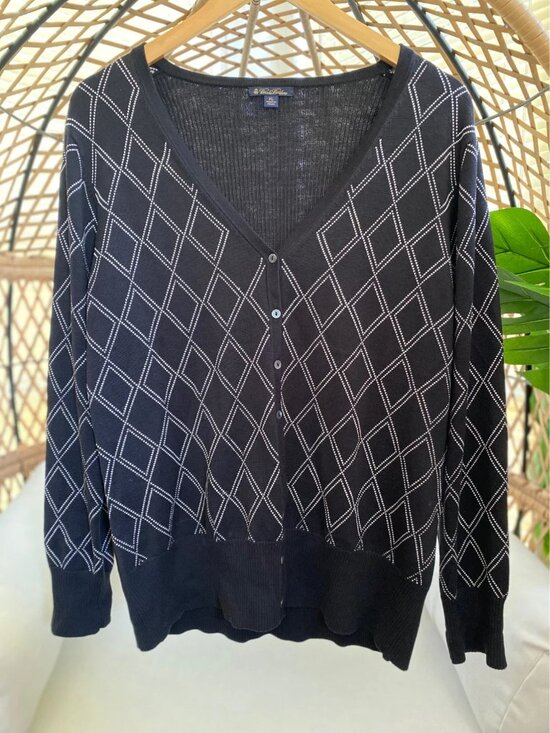 Brooks Brothers Sweaters - Brooks Brothers Women’s Black Silk Blend V-neck cardigan Sweater Size XL